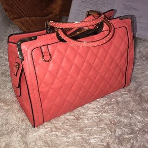 Coral purse w/ gold detailing